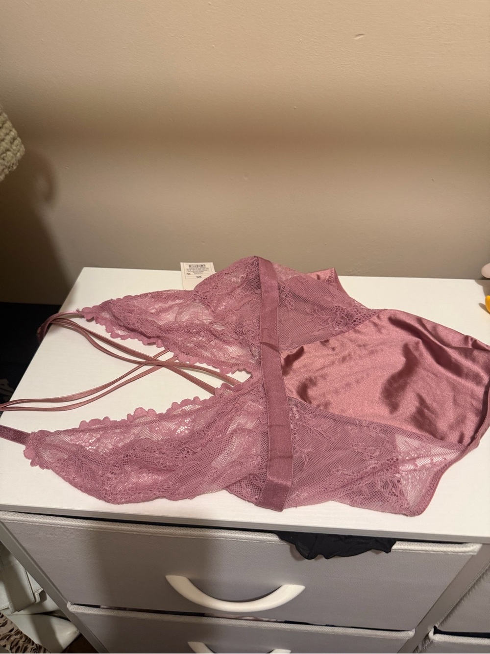 Auden Lace & Satin Bralette in Dusty Mauve